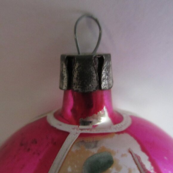 3 Hand Painted Blown Glass Christmas Ornaments Poland Pink Silver Vintage - Picture 13 of 16